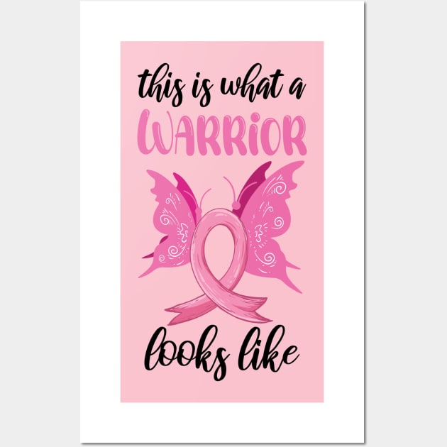 This Is A Warrior Looks Like Breast Cancer Survivor Pink Ribbon Wall Art by printalpha-art